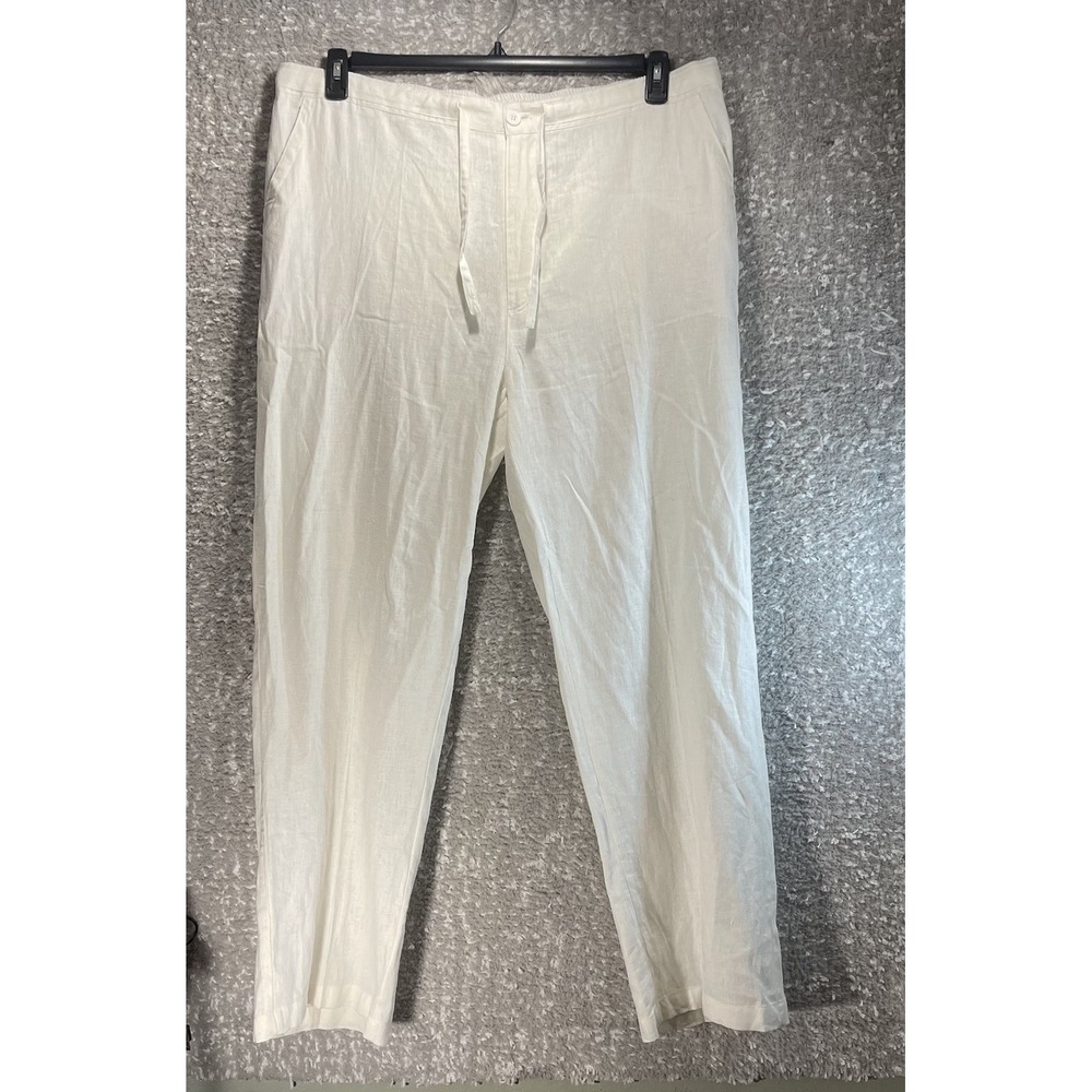 Visitor Linen Blend White Pants XXL Beach Coastal Vacation Resort